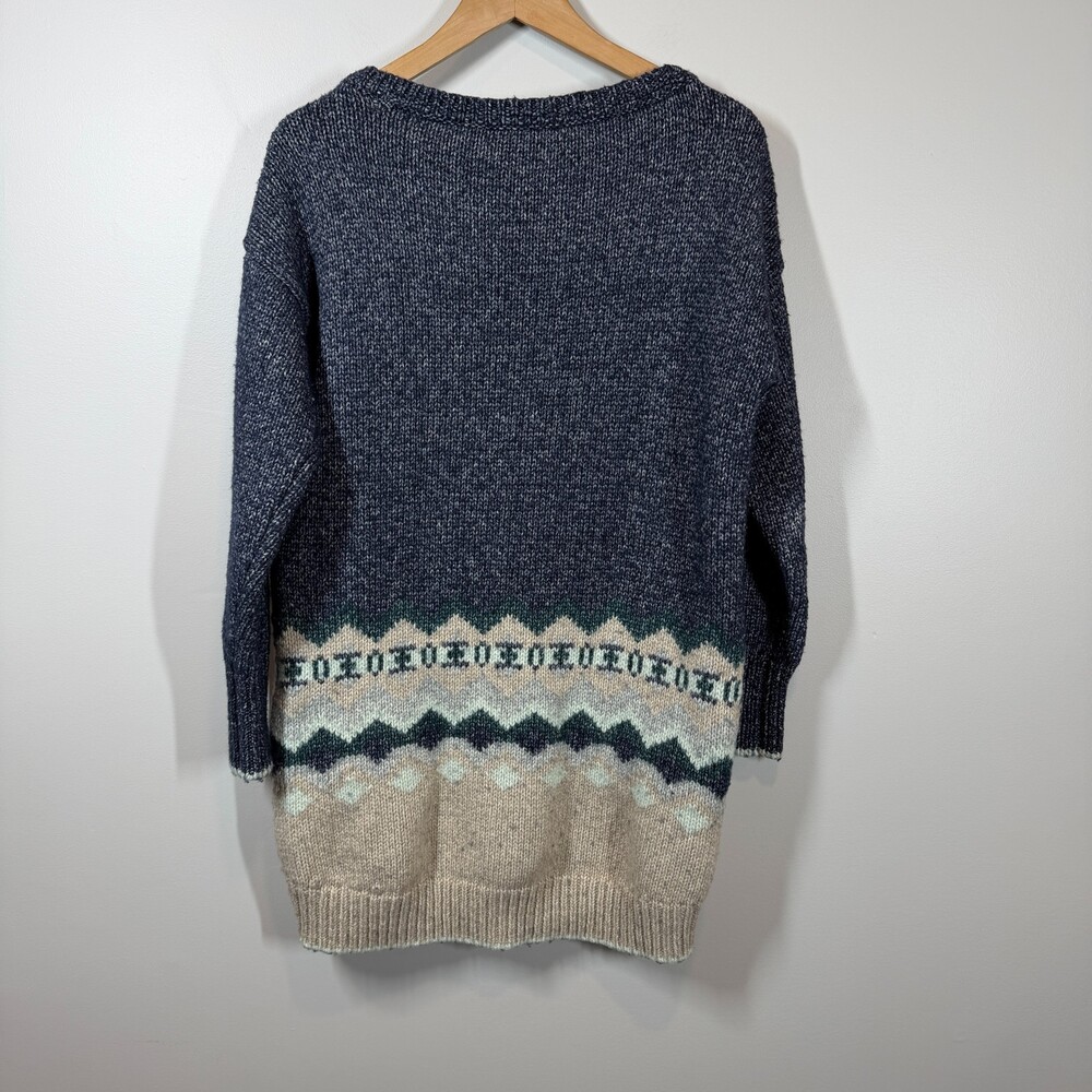 Victoria's Secret Cozy Cabin Tunic Fair Isle Sweater Small Wool Alpaca Navy Blue - Picture 6 of 11